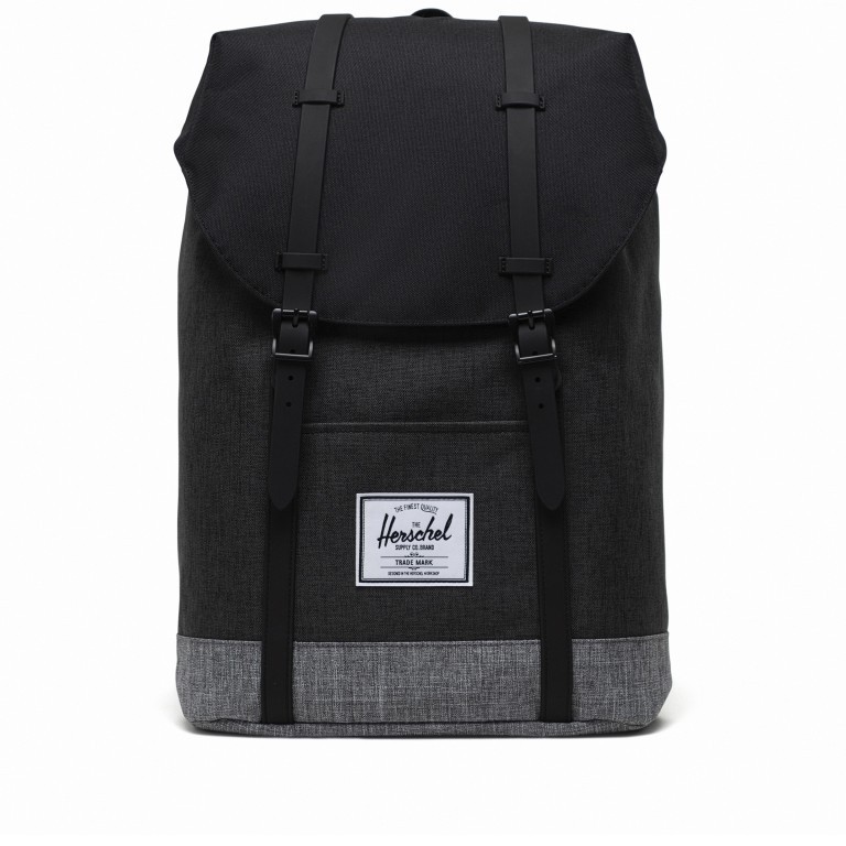 Rucksack Retreat Rubber Straps Volumen 18 Liter Black Crosshatch Black Raven Crosshatch, Farbe: grau, Marke: Herschel, EAN: 0828432503513, Abmessungen in cm: 34x46x12, Bild 1 von 5