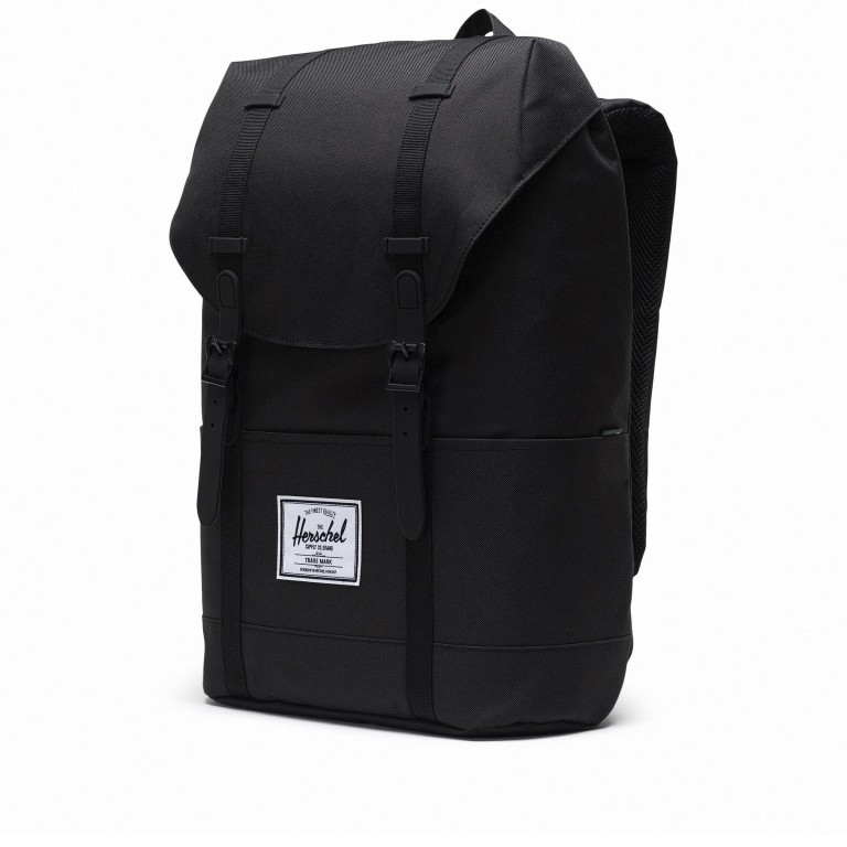 Rucksack Retreat Eco Rubber Straps Volumen 18 Liter Black Black, Farbe: schwarz, Marke: Herschel, EAN: 0828432508761, Abmessungen in cm: 34x46x12, Bild 3 von 5