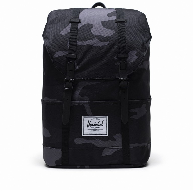 Rucksack Retreat Eco Rubber Straps Volumen 18 Liter Night Camo, Farbe: anthrazit, Marke: Herschel, EAN: 0828432507443, Abmessungen in cm: 34x46x12, Bild 1 von 5