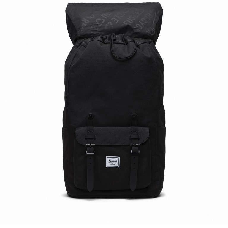 Rucksack Little America Eco Rubber Straps Volumen 23 Liter Black Black, Farbe: schwarz, Marke: Herschel, EAN: 0828432508778, Abmessungen in cm: 28x50x17, Bild 2 von 5