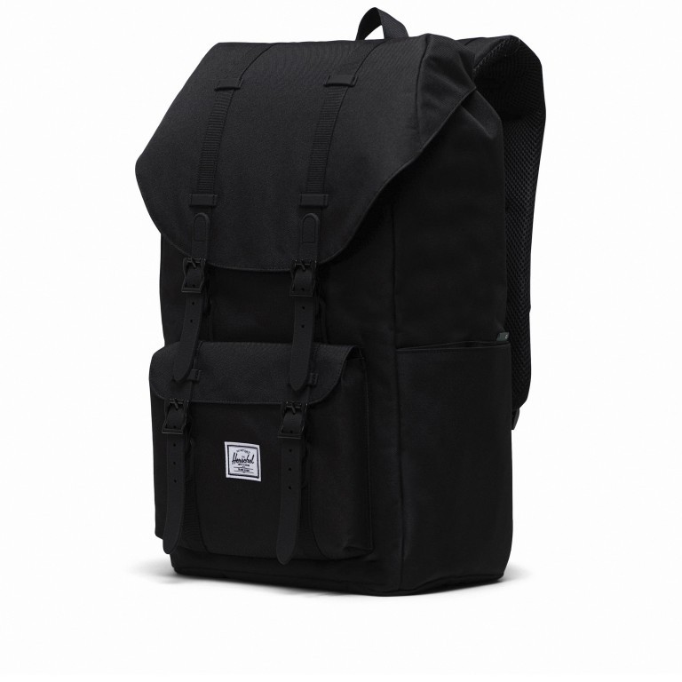 Rucksack Little America Eco Rubber Straps Volumen 23 Liter Black Black, Farbe: schwarz, Marke: Herschel, EAN: 0828432508778, Abmessungen in cm: 28x50x17, Bild 3 von 5