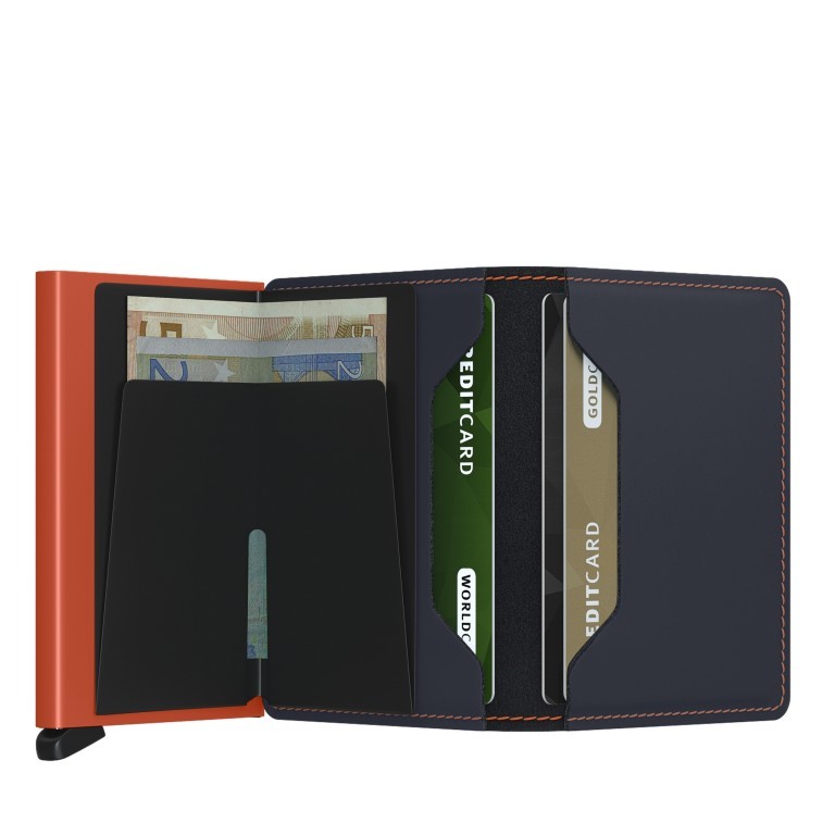 Geldbörse Slimwallet Matte Night Blue Orange, Farbe: blau/petrol, Marke: Secrid, EAN: 8718215289012, Abmessungen in cm: 6.8x10.2x1.6, Bild 3 von 5