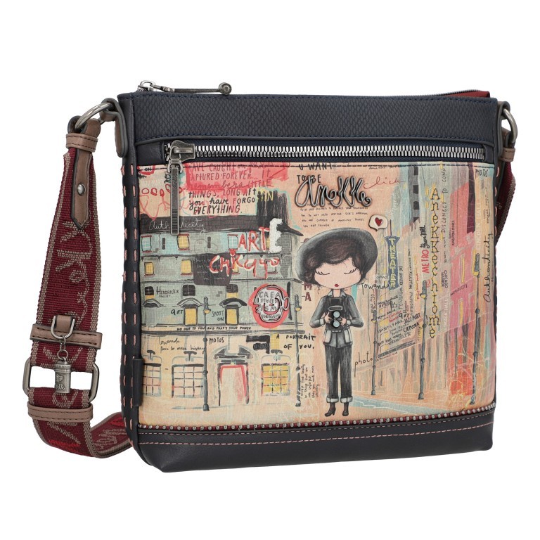 Umhängetasche City Art Crossbody Bag Blau, Farbe: blau/petrol, Marke: Anekke, EAN: 8434172115408, Abmessungen in cm: 27x25x8, Bild 2 von 8