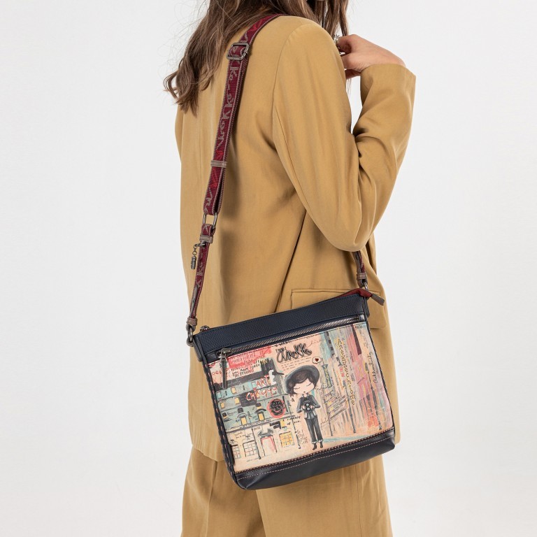 Umhängetasche City Art Crossbody Bag Blau, Farbe: blau/petrol, Marke: Anekke, EAN: 8434172115408, Abmessungen in cm: 27x25x8, Bild 4 von 8