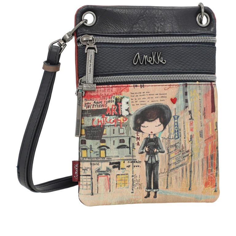 Umhängetasche City Art Mini Crossbody Bag Blau, Farbe: blau/petrol, Marke: Anekke, EAN: 8434172116504, Abmessungen in cm: 15x21x2, Bild 2 von 7