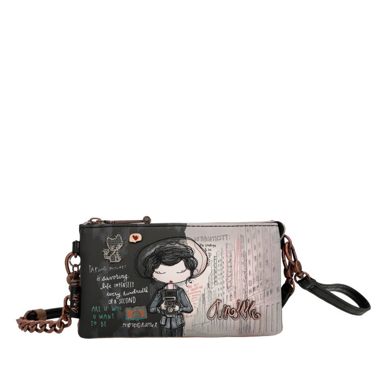 Umhängetasche / Clutch City Moments Triple Compartment Bag mit abnehmbarer Handschlaufe, Farbe: schwarz, Marke: Anekke, EAN: 8434172121300, Abmessungen in cm: 21x13x15, Bild 1 von 9