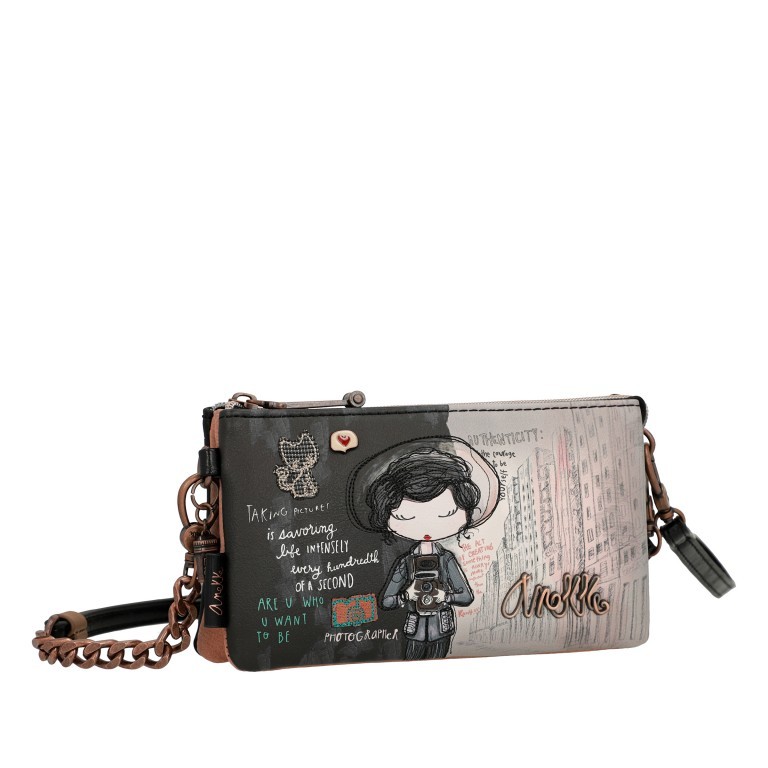 Umhängetasche / Clutch City Moments Triple Compartment Bag mit abnehmbarer Handschlaufe, Farbe: schwarz, Marke: Anekke, EAN: 8434172121300, Abmessungen in cm: 21x13x15, Bild 2 von 9