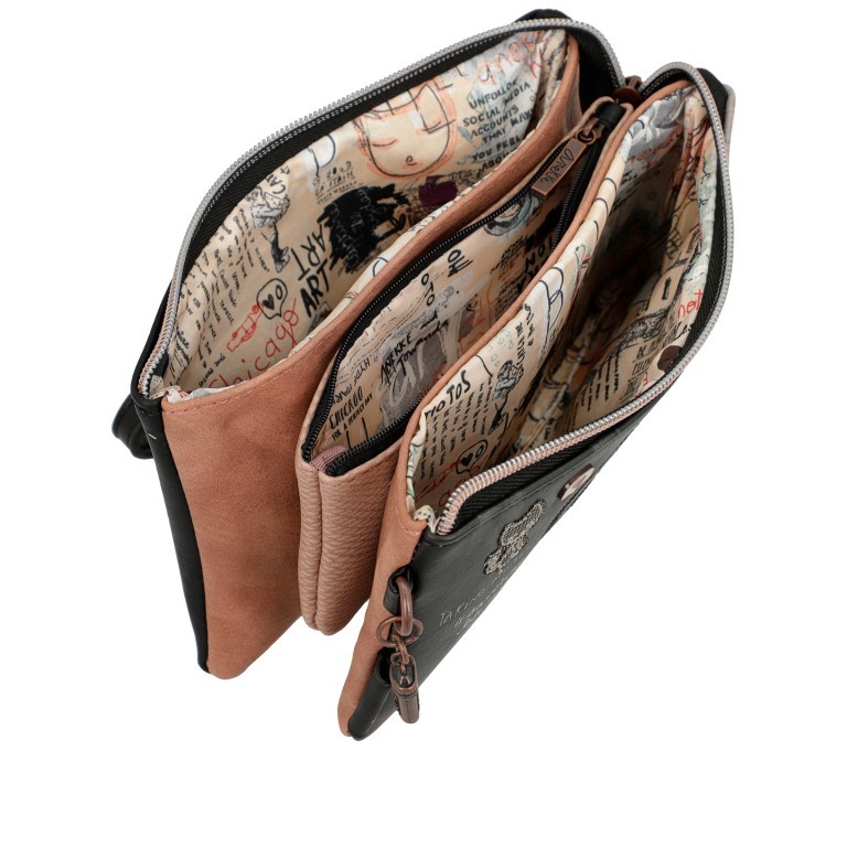 Umhängetasche / Clutch City Moments Triple Compartment Bag mit abnehmbarer Handschlaufe, Farbe: schwarz, Marke: Anekke, EAN: 8434172121300, Abmessungen in cm: 21x13x15, Bild 5 von 9