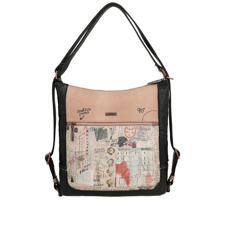 Beuteltasche / Rucksack City Moments Convertible Backpack Schwarz, Farbe: schwarz, Marke: Anekke, EAN: 8434172121409, Abmessungen in cm: 32x35x11, Bild 3 von 10