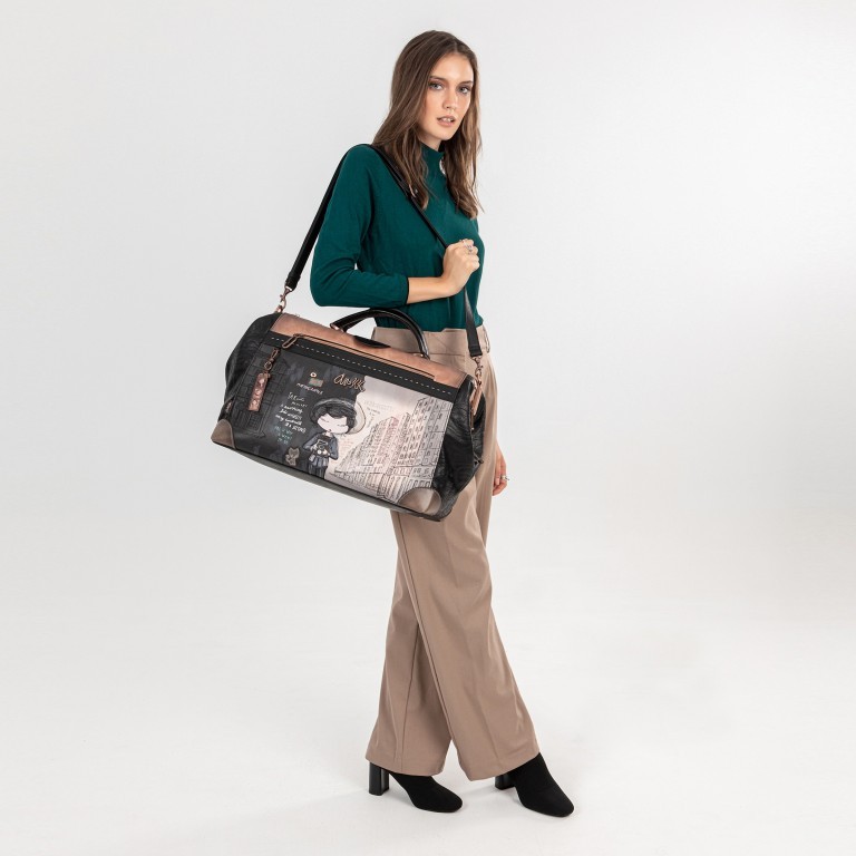 Reisetasche City Moments Travel Bag mit Bügelverschluss Schwarz, Farbe: schwarz, Marke: Anekke, EAN: 8434172122208, Abmessungen in cm: 49x30x21, Bild 4 von 9
