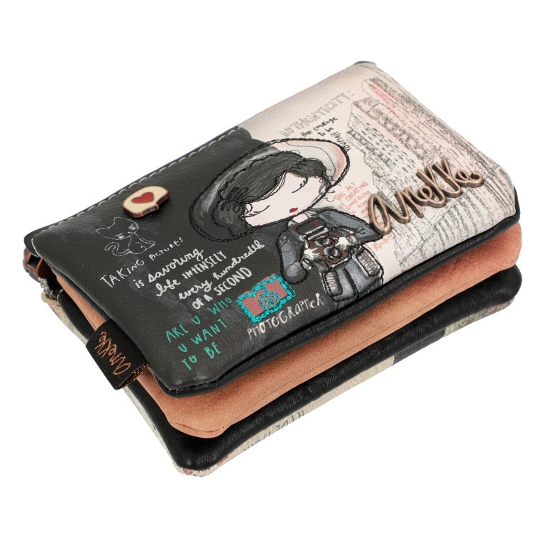 Geldbörse / Schlüsseletui City Moments Coin Purse Schwarz, Farbe: schwarz, Marke: Anekke, EAN: 8434172122307, Abmessungen in cm: 12x7x4, Bild 8 von 10