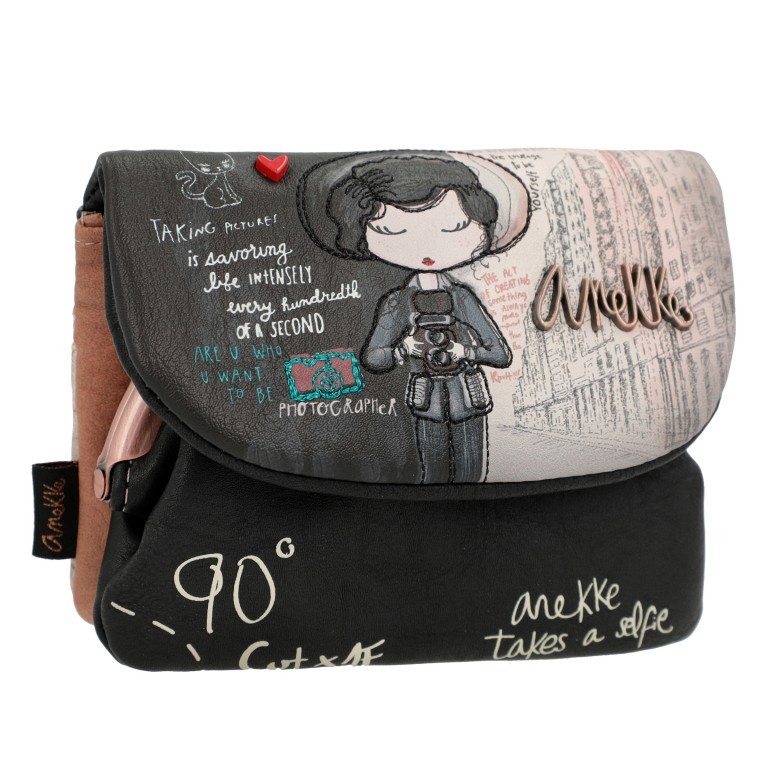 Geldbörse City Moments Purse with Flap Schwarz, Farbe: schwarz, Marke: Anekke, EAN: 8434172122406, Abmessungen in cm: 13x10x4, Bild 2 von 9