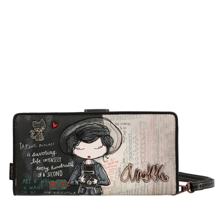 Geldbörse City Moments Large Wallet mit Handschlaufe Schwarz, Farbe: schwarz, Marke: Anekke, EAN: 8434172122604, Abmessungen in cm: 19x10x3, Bild 1 von 12