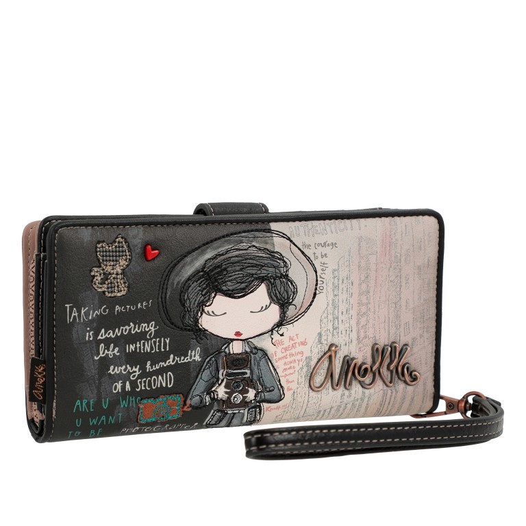 Geldbörse City Moments Large Wallet mit Handschlaufe Schwarz, Farbe: schwarz, Marke: Anekke, EAN: 8434172122604, Abmessungen in cm: 19x10x3, Bild 2 von 12