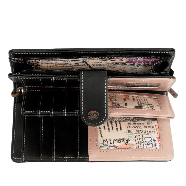 Geldbörse City Moments Large Wallet mit Handschlaufe Schwarz, Farbe: schwarz, Marke: Anekke, EAN: 8434172122604, Abmessungen in cm: 19x10x3, Bild 7 von 12