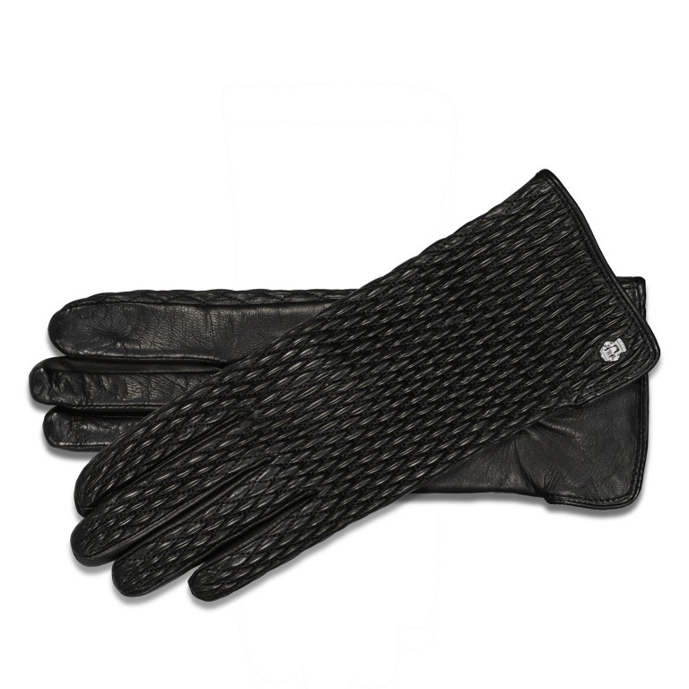 Handschuhe für Damen mit Lederraffung Größe 7,5 Black, Farbe: schwarz, Marke: Roeckl, EAN: 4053071084826, Bild 1 von 1