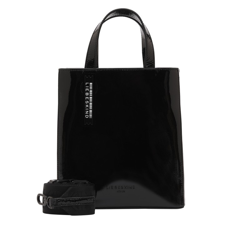Handtasche Paper Bag Tote S Lackleder Black, Farbe: schwarz, Marke: Liebeskind Berlin, EAN: 4064657323673, Abmessungen in cm: 22x25x11.5, Bild 1 von 5