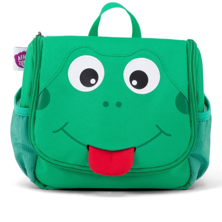 Kulturbeutel Kulturtasche für Kinder Frosch, Farbe: grün/oliv, Marke: Affenzahn, EAN: 4057081034888, Abmessungen in cm: 17x20x7, Bild 1 von 6