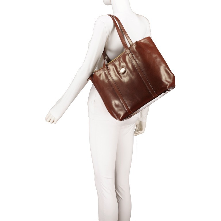 Shopper Story Donna Marrone, Farbe: cognac, Marke: The Bridge, EAN: 8033748494123, Abmessungen in cm: 30x28x13, Bild 4 von 5