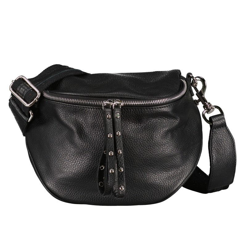 Gürteltasche Silberbeschlag Schwarz, Farbe: schwarz, Marke: Hausfelder Manufaktur, EAN: 4065646006362, Abmessungen in cm: 22x19x9, Bild 1 von 6