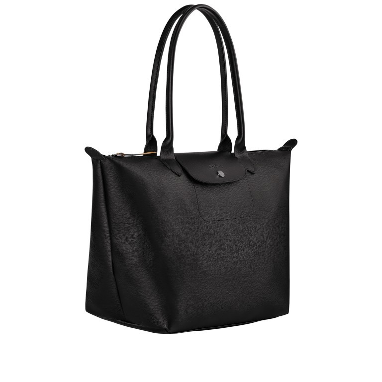 Shopper Le Pliage City Shopper L Schwarz, Farbe: schwarz, Marke: Longchamp, EAN: 3597922150588, Abmessungen in cm: 31x30x19, Bild 2 von 4