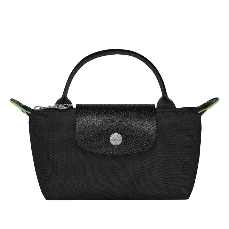 Kosmetiktasche Le Pliage Green Pochette Schwarz, Farbe: schwarz, Marke: Longchamp, EAN: 3597922144501, Abmessungen in cm: 17x10x5.5, Bild 1 von 6