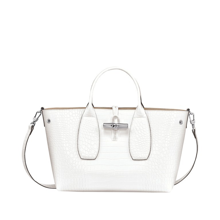 Handtasche Roseau Croco Handtasche M Weiß, Farbe: weiß, Marke: Longchamp, EAN: 3597922155903, Abmessungen in cm: 30x23.5x12, Bild 2 von 5