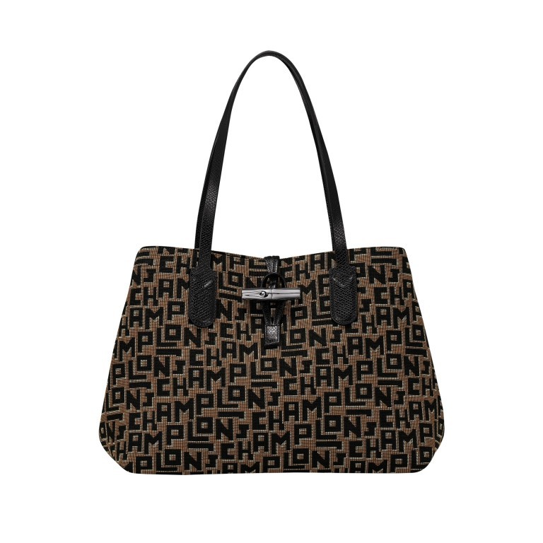 Shopper Roseau Essential LGP Größe M Taupe Schwarz, Farbe: schwarz, Marke: Longchamp, EAN: 3597922146963, Abmessungen in cm: 34x25x13, Bild 1 von 7