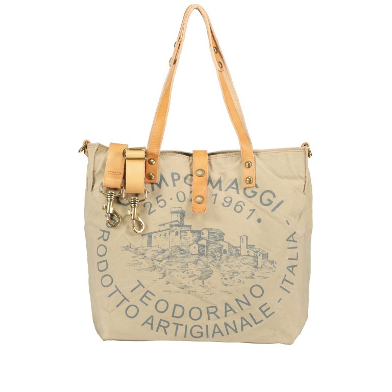 Shopper Canvas X009 Beige Stampa Cenere, Farbe: grau, Marke: Campomaggi, EAN: 8054302852852, Abmessungen in cm: 33x32x16, Bild 1 von 9