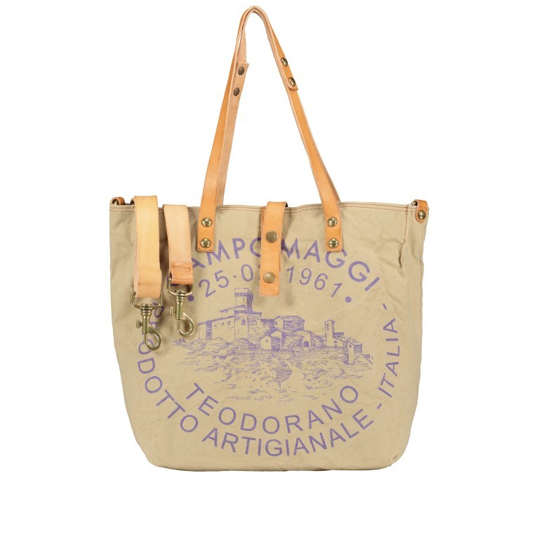 Shopper Canvas X009 Beige Stampa Glicine, Farbe: flieder/lila, Marke: Campomaggi, EAN: 8054302852869, Abmessungen in cm: 33x32x16, Bild 1 von 9