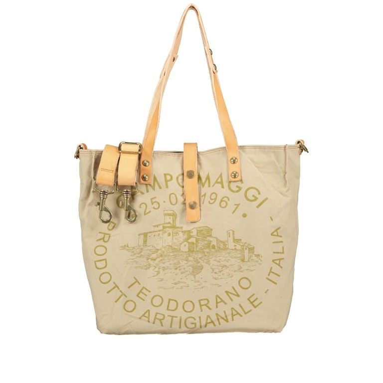 Shopper Canvas X009 Beige Stampa Olivia, Farbe: grün/oliv, Marke: Campomaggi, EAN: 8054302852876, Abmessungen in cm: 33x32x16, Bild 1 von 9