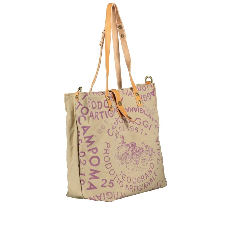 Shopper Canvas X1225 Beige Stampa Prugna, Farbe: flieder/lila, Marke: Campomaggi, EAN: 8054302711210, Abmessungen in cm: 30x33x16, Bild 2 von 7