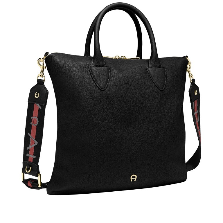 Handtasche Zita Shopper M Black, Farbe: schwarz, Marke: AIGNER, EAN: 4055539419317, Abmessungen in cm: 36x34x7, Bild 2 von 6