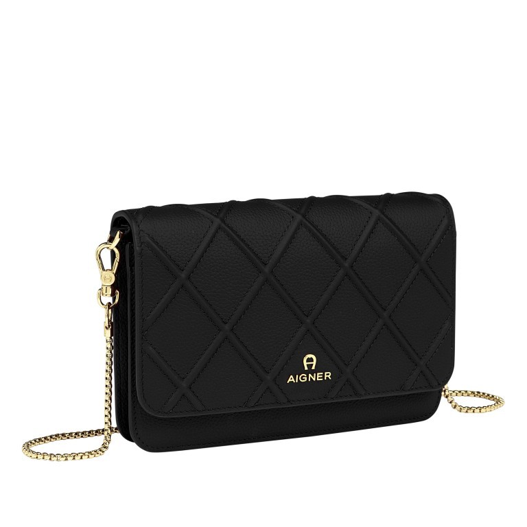 Umhängetasche / Clutch Portemonnaie mit Kette Black, Farbe: schwarz, Marke: AIGNER, EAN: 4055539423178, Abmessungen in cm: 20x13x3.5, Bild 2 von 5