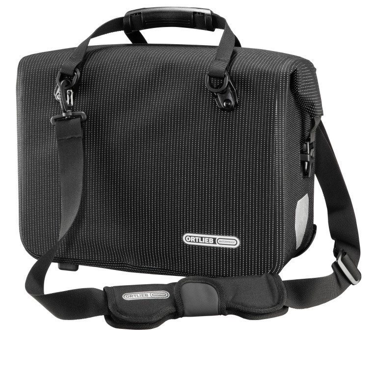 Fahrradtasche Office-Bag High Visibility Aktentasche mit Hinterrad-Aufhängesystem Volumen 21 Liter Black Reflective, Farbe: schwarz, Marke: Ortlieb, EAN: 4013051039635, Abmessungen in cm: 40x30x17, Bild 1 von 12