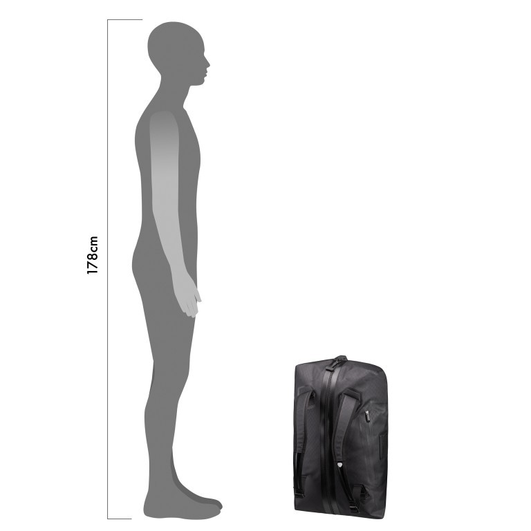Reisetasche Metrosphere Duffle Volumen 60 Liter Black Embossed, Farbe: schwarz, Marke: Ortlieb, EAN: 4013051053990, Abmessungen in cm: 58x29x35, Bild 5 von 11