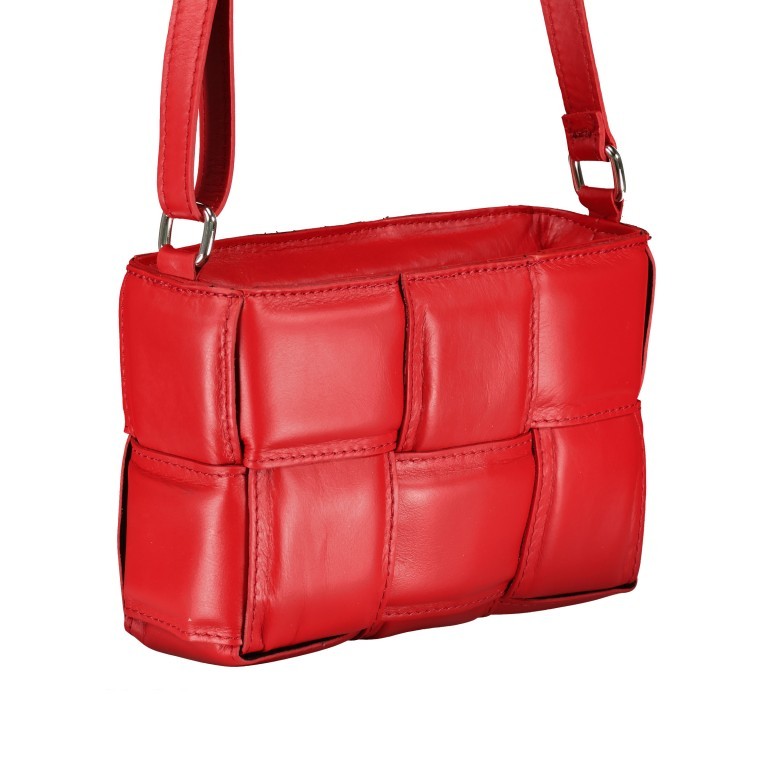 Umhängetasche Rot, Farbe: rot/weinrot, Marke: Hausfelder Manufaktur, EAN: 4065646008656, Abmessungen in cm: 21x16x7, Bild 2 von 6