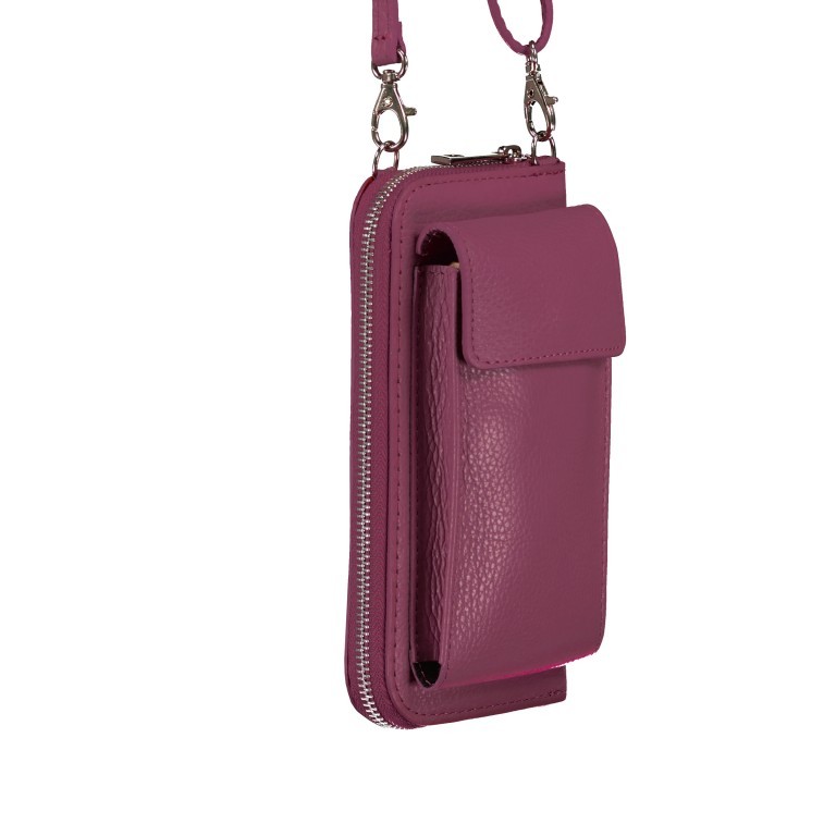 Handytasche Dollaro mit Schulterriemen Fuchsia, Farbe: rosa/pink, Marke: Hausfelder Manufaktur, EAN: 4065646008793, Abmessungen in cm: 11x20x4.5, Bild 2 von 6