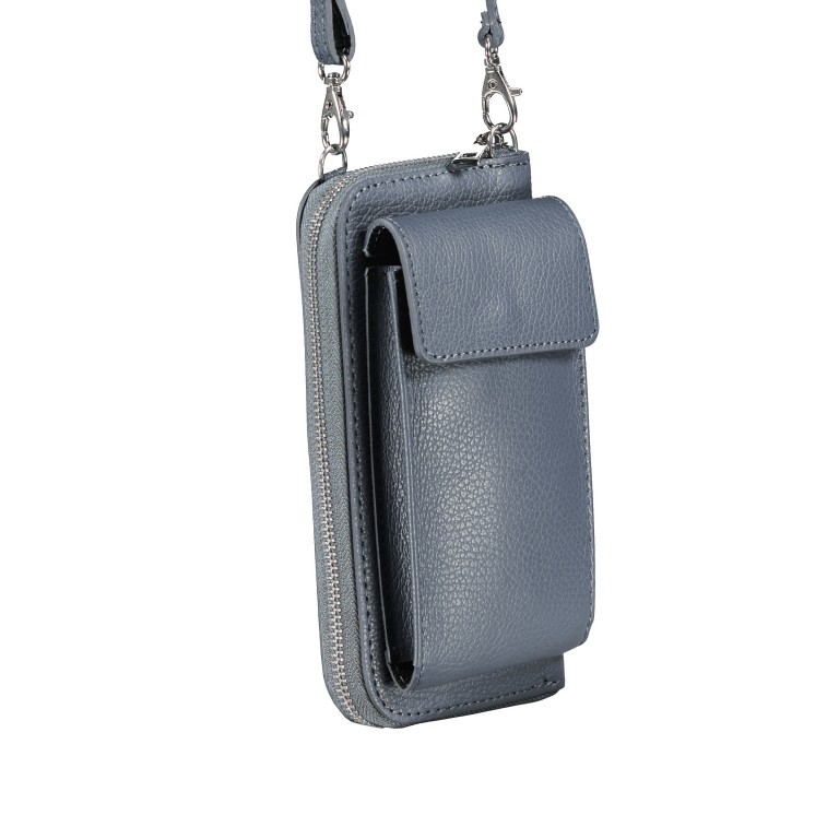 Handytasche Dollaro mit Schulterriemen Mittelblau, Farbe: blau/petrol, Marke: Hausfelder Manufaktur, EAN: 4065646008779, Abmessungen in cm: 11x20x4.5, Bild 2 von 6