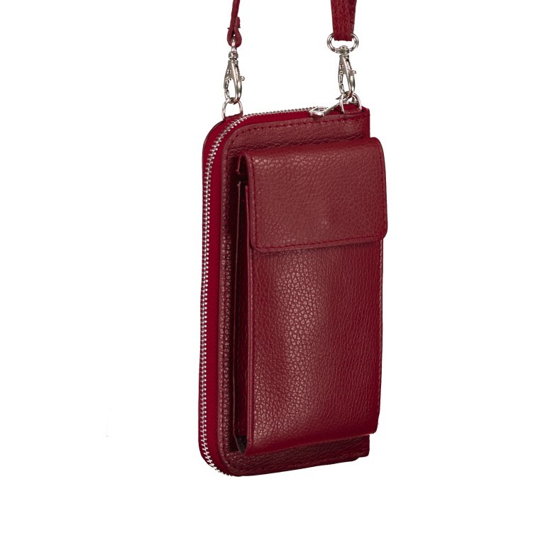 Handytasche Dollaro mit Schulterriemen Weinrot, Farbe: rot/weinrot, Marke: Hausfelder Manufaktur, EAN: 4065646008809, Abmessungen in cm: 11x20x4.5, Bild 2 von 6