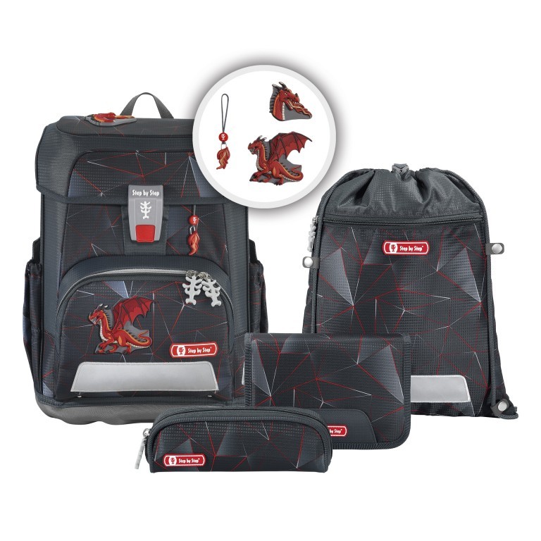 Schulranzen Cloud Set 5-teilig Dragon Drako, Farbe: schwarz, Marke: Step by Step, EAN: 4047443460738, Abmessungen in cm: 28x37.5x20, Bild 1 von 14