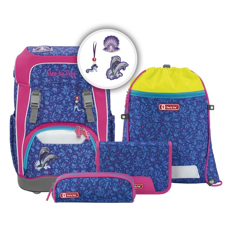 Schulranzen Giant Set 5-teilig Happy Dolphins, Farbe: rosa/pink, Marke: Step by Step, EAN: 4047443443465, Abmessungen in cm: 28x44x21, Bild 1 von 13