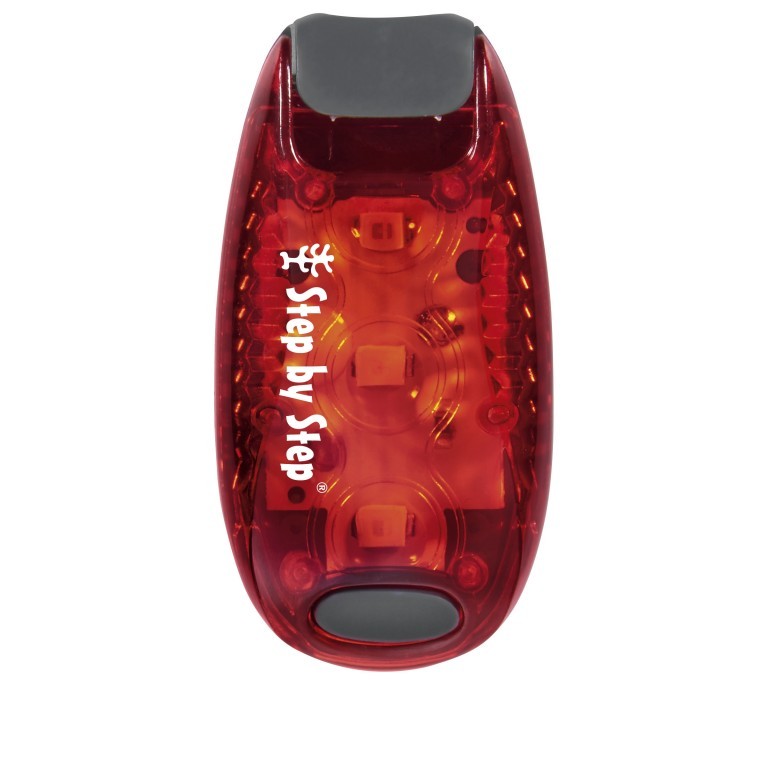 LED-Sicherheitsklemmleuchte mit drei Leucht-Modi Red, Farbe: rot/weinrot, Marke: Step by Step, EAN: 4047443423894, Abmessungen in cm: 6.8x3x1.5, Bild 1 von 3