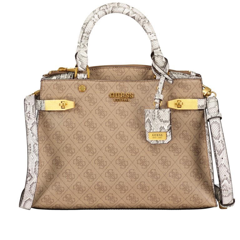 Handtasche Zadie Latte Logo Python, Farbe: beige, Marke: Guess, EAN: 0190231565383, Abmessungen in cm: 33.5x25.5x12.5, Bild 1 von 7