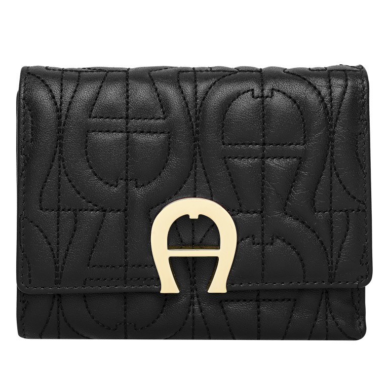 Geldbörse Genoveva Black, Farbe: schwarz, Marke: AIGNER, EAN: 4055539228650, Abmessungen in cm: 12x9.5x2.5, Bild 1 von 3