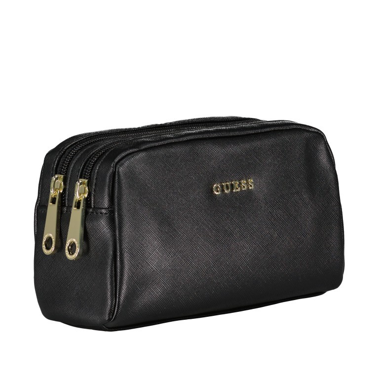 Kosmetik- / Utensilientasche Saffiano Vanille Black, Farbe: schwarz, Marke: Guess, EAN: 7624302744535, Bild 2 von 4