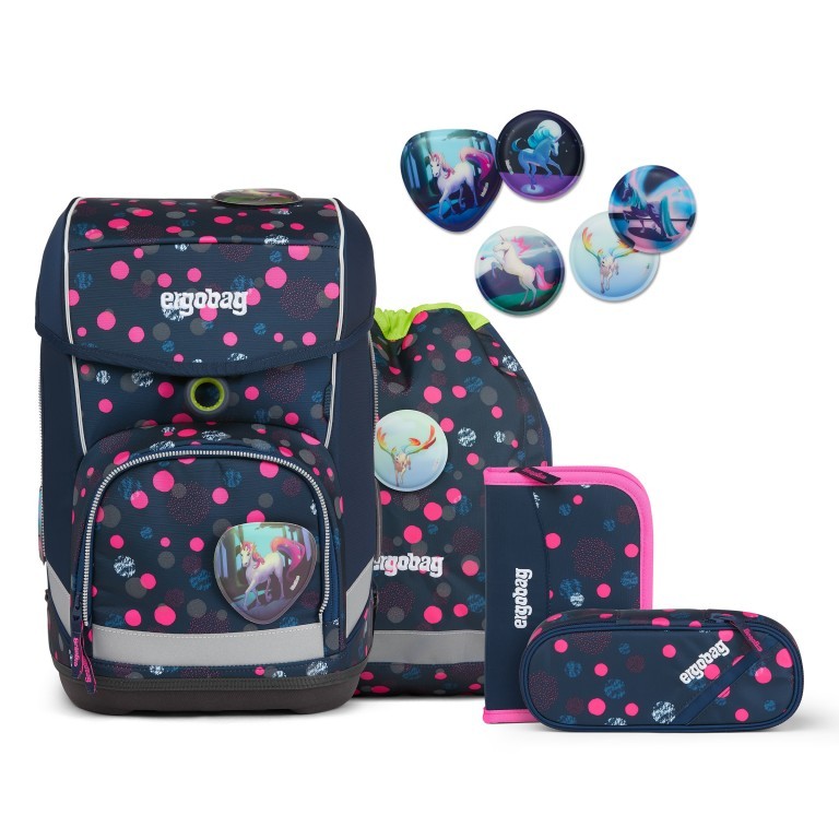 Schulranzen Cubo Glow Edition Set 5-teilig Modell 2022 Reflex PhantBärsiewelt, Farbe: blau/petrol, Marke: Ergobag, EAN: 4057081119660, Abmessungen in cm: 25x40x20, Bild 1 von 7