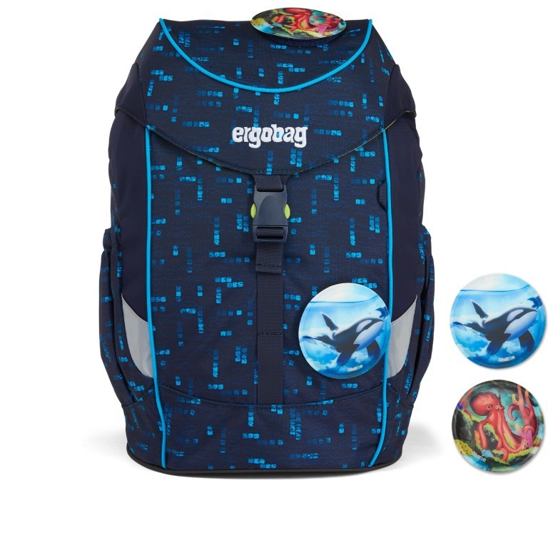 Kinderrucksack Mini Lumi Edition TiefseetauchBär, Farbe: blau/petrol, Marke: Ergobag, EAN: 4057081120345, Abmessungen in cm: 22x30x14, Bild 1 von 8