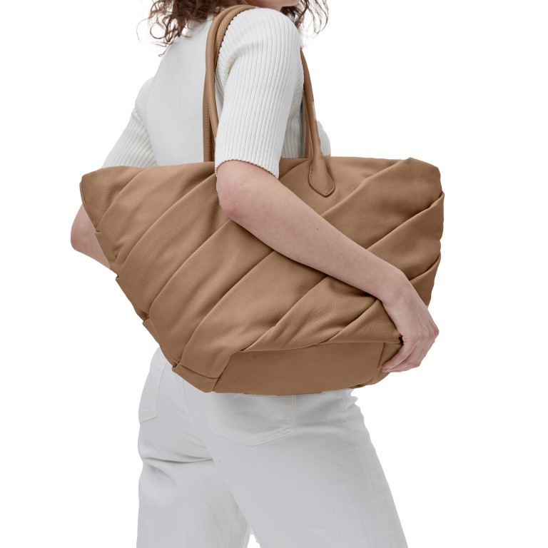 Shopper Soft Volume Noa Grainy Leather Caramel, Farbe: cognac, Marke: Les Visionnaires, EAN: 4260711672699, Abmessungen in cm: 52x56x17, Bild 5 von 7