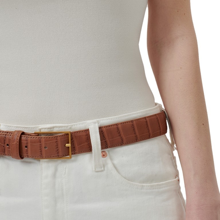 Gürtel Abby Croco Leather Belt Bundweite 85 CM Cognac, Farbe: cognac, Marke: Les Visionnaires, EAN: 4260711673016, Bild 2 von 3